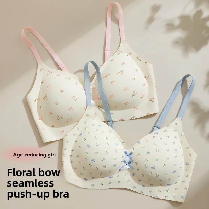 Fresh, Rustic-Style Seamless Backless Teen Bra—anti-Sagging, Jelly Gel, Small-Bust Lifting Underwear—comfortable and Breathable