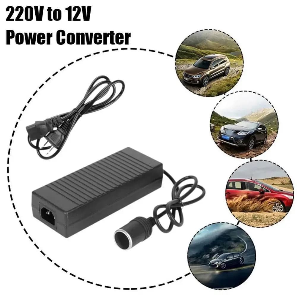 Adattatore di alimentazione per auto da 220 V a 12 V 12V10A 180 W Convertitore di potenza Protezione da sovraccarico Spina USA/UE Trasformatore di alimentazione Aspirapolvere