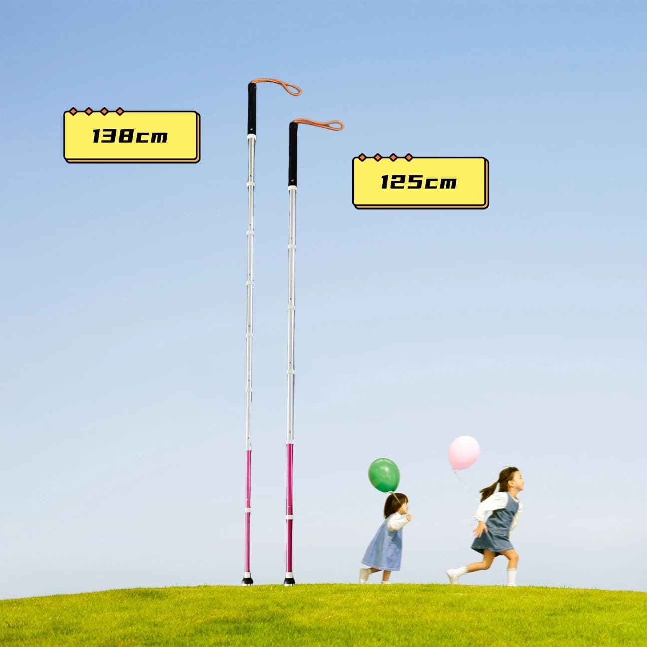 Titanium retractable stick 125/138cm stick by Trekking telescopic multifunctional walking stick for old silver crumb