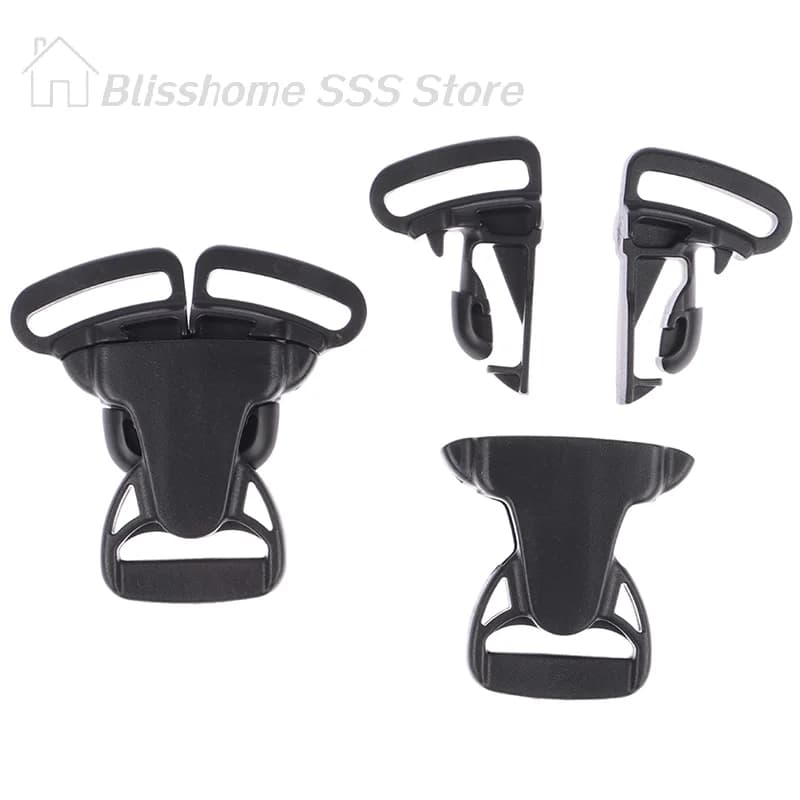 【S】2 Pezzi Fibbia a Sgancio Rapido a Tre Punti da 25mm in Plastica Nera per Marsupi, Seggiolini Auto, Borse, Cinghie e Zaini