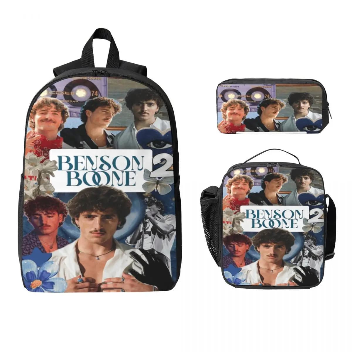 Benson Boone Music Tour Kids Backpack Lunch Box Pencil Boxes for Boys Girls Backpacks Cute Schoolbag Bookbag Set
