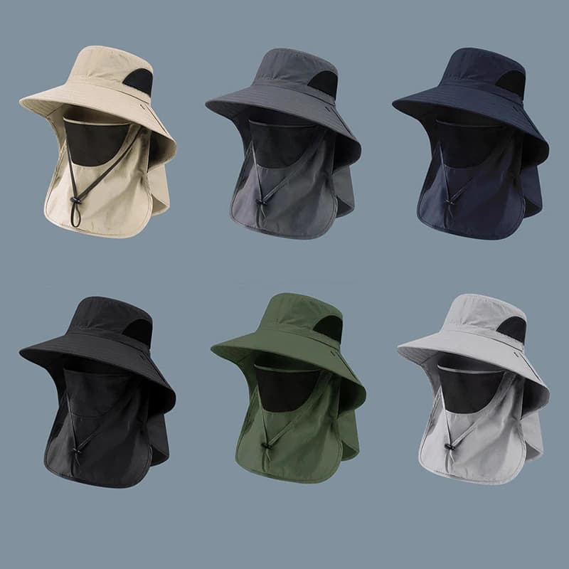 ●Summer Sun Hats UV Protection Outdoor Fishing Cap For Men Women Hiking Camping Visor Bucket Hat Neck Flap Fisherman Hat