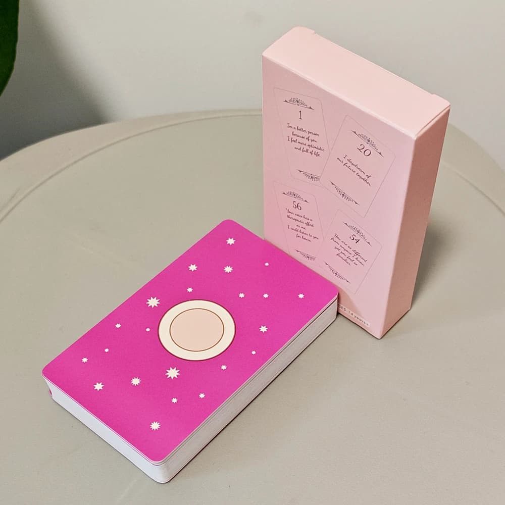 Mazzo di Carte Oracolo dell'Amore dell'Anima Gemella, 56 Carte Romantiche per Letture di Flame Gemelle, Eleganti Carte Oracolo Rosa 10,3*6cm