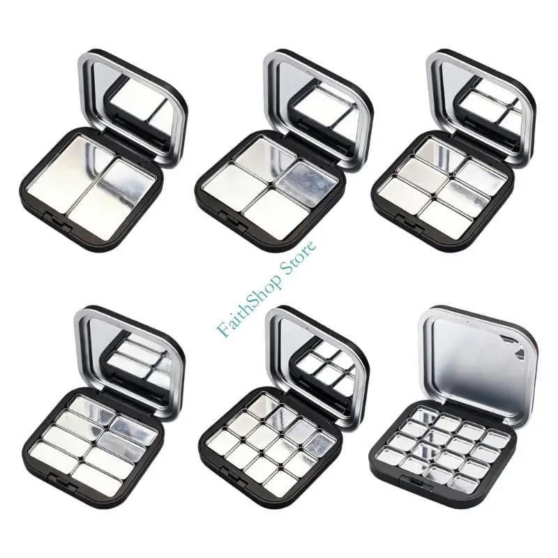 Pack of 2 boxes opaque black magnetic powder with palette portable empty mirror travel umbrellas