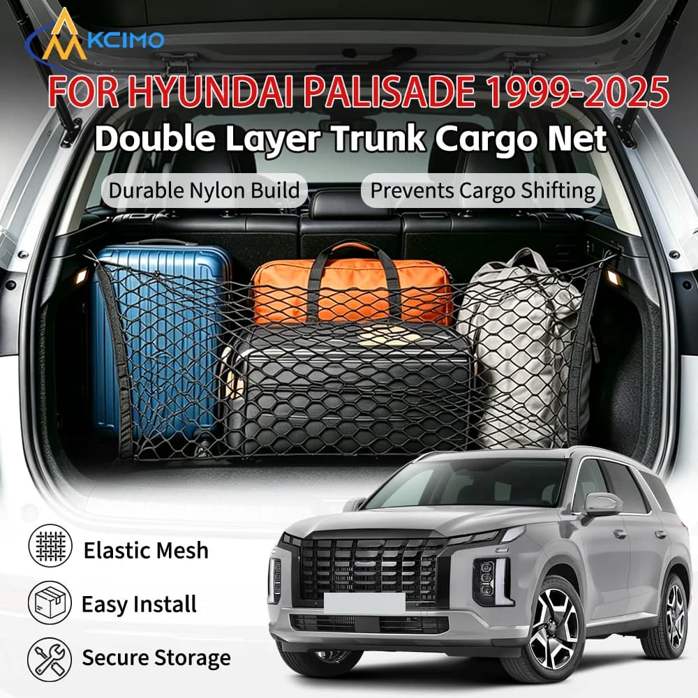 For Hyundai Palisade 1999-2025 Rear Compartment Elastic Storage Net Pocket Single/Double Layer Optional Vehicle Trunk Luggage