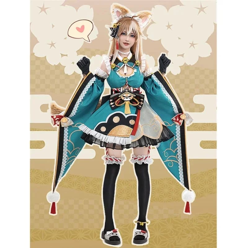 2026 Pre-sale Game Genshin Impact Miss hina/ GOROU Doujin cosplay Costume Maid Uniform Cute Dress and 7UGYJ