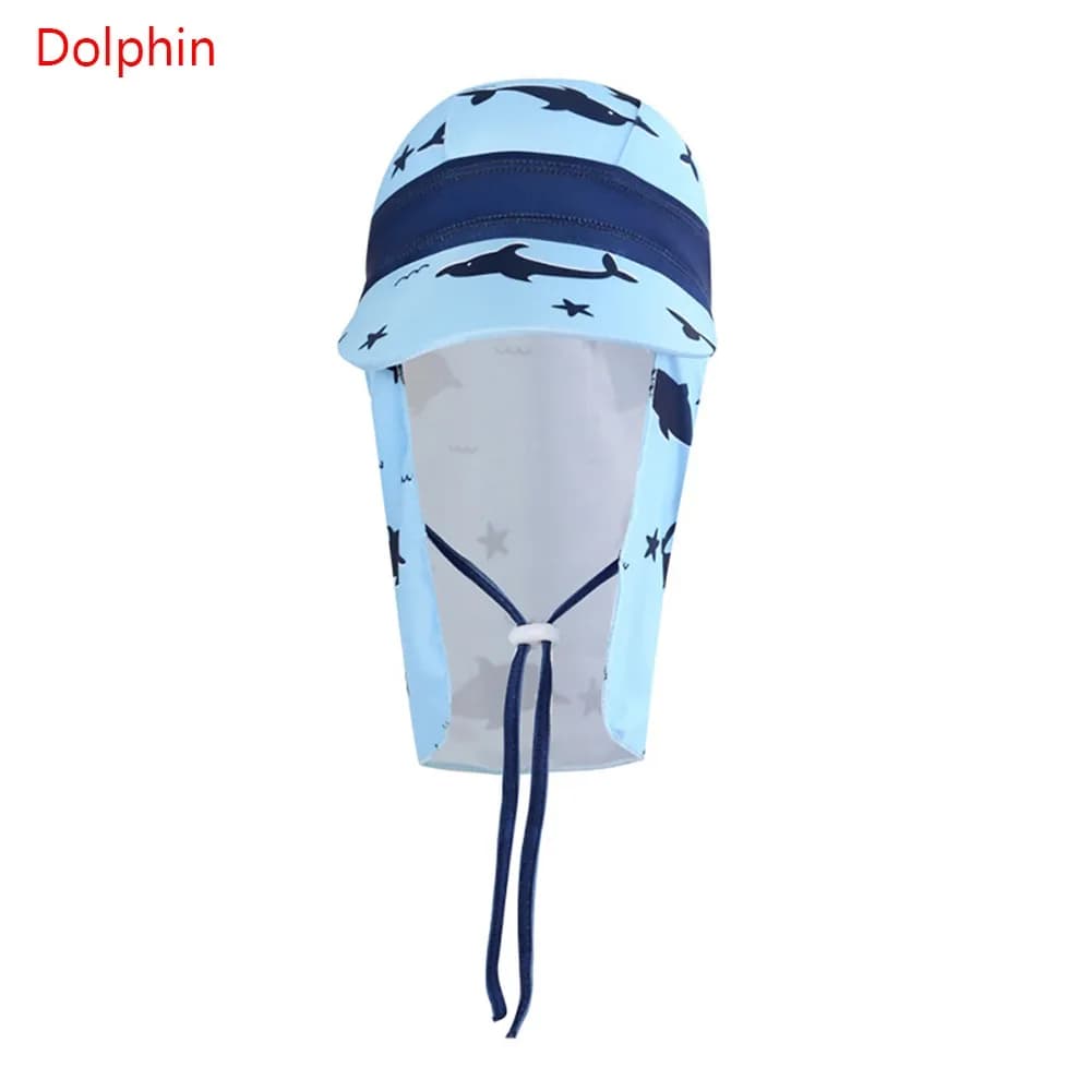 Swim cap for children windproof Protection for neck Large breathable Tent Sun Hat Anti UV Sewing Hats for children Adjustable Pool