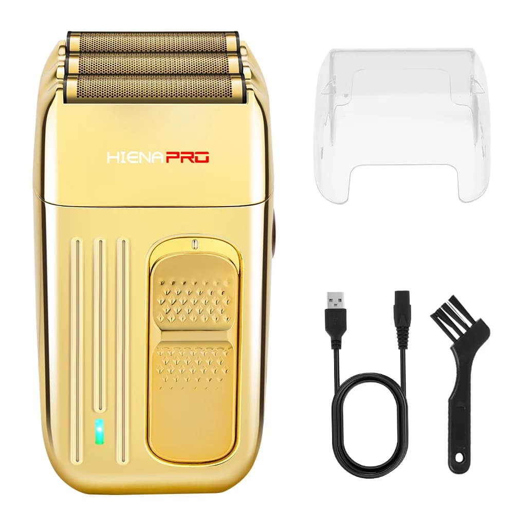 HIENAPRO Electric Razor for Man with Triple Blade, USB Rechargeable, Luxurious Golden Razor, Portable Rulebarba