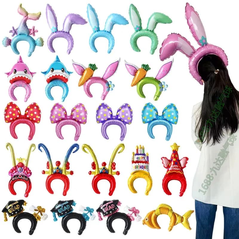 10 pezzi grande e carino tiara fascia palloncino coniglio sirena squalo cane animale baby shower giocattoli per bambini compleanno decorazione della festa nuziale