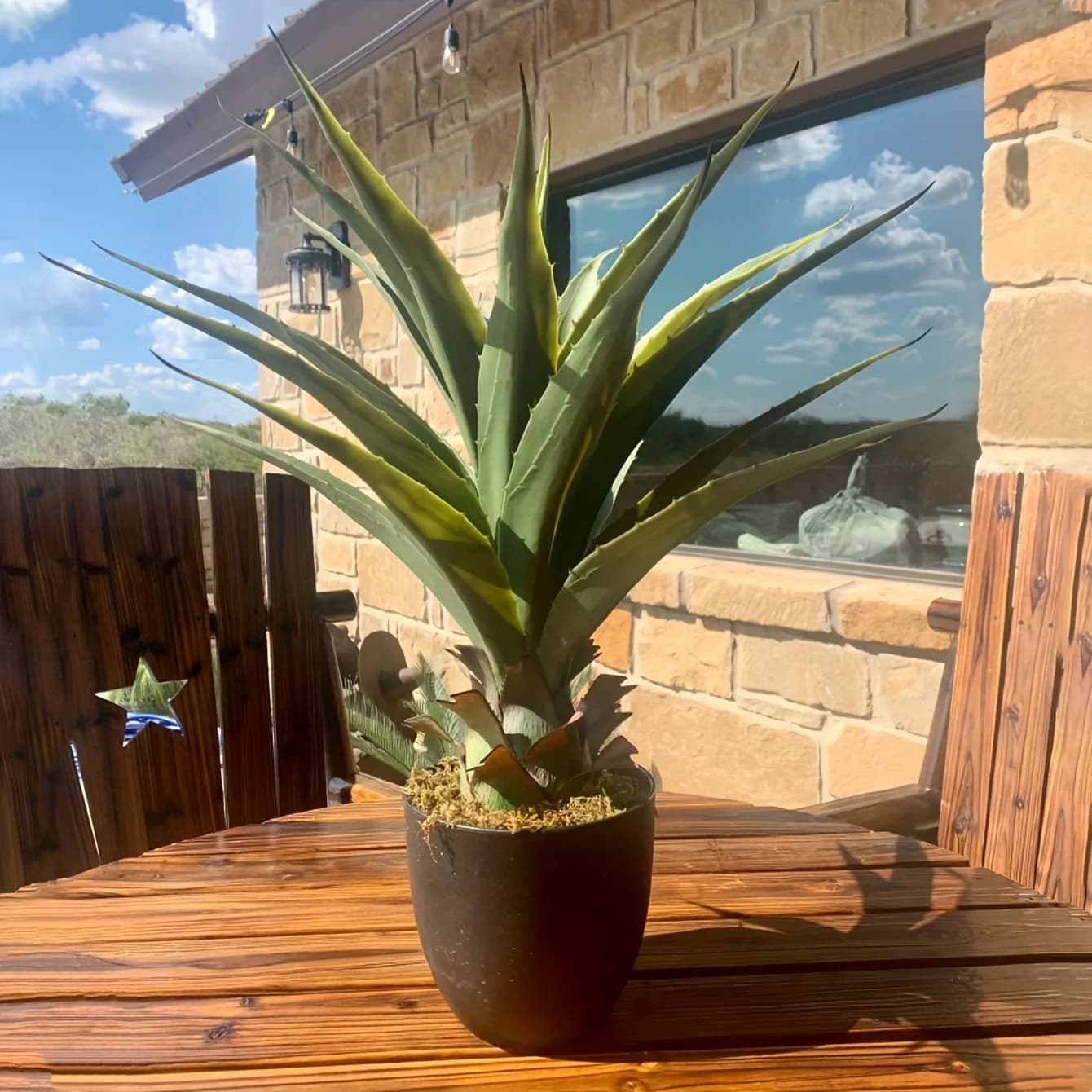27-Inch Realistic Artificial Agave Plant – Outdoor-Safe Faux Succulent with Natural-Looking Spiky Leaves for Porch, Patio, Living Room, Office or Holiday Styling