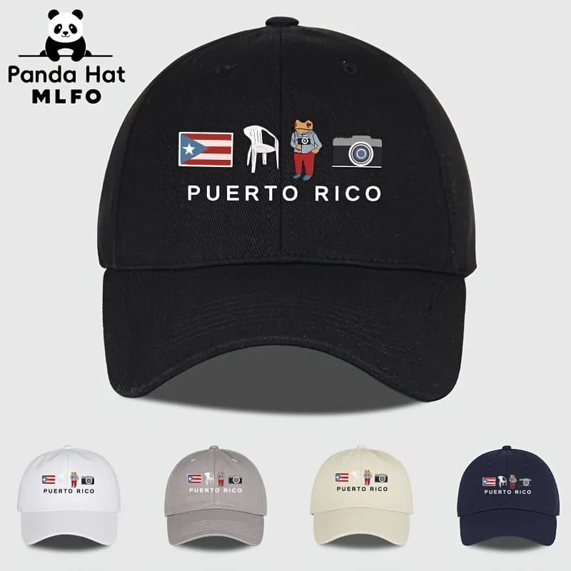 2025 New Soft Top Baseball Cap 'PUERTO RICO' Printed Golf Cap Lightweight Breathable Adjustable Sun Hat Suitable for Casual Dail