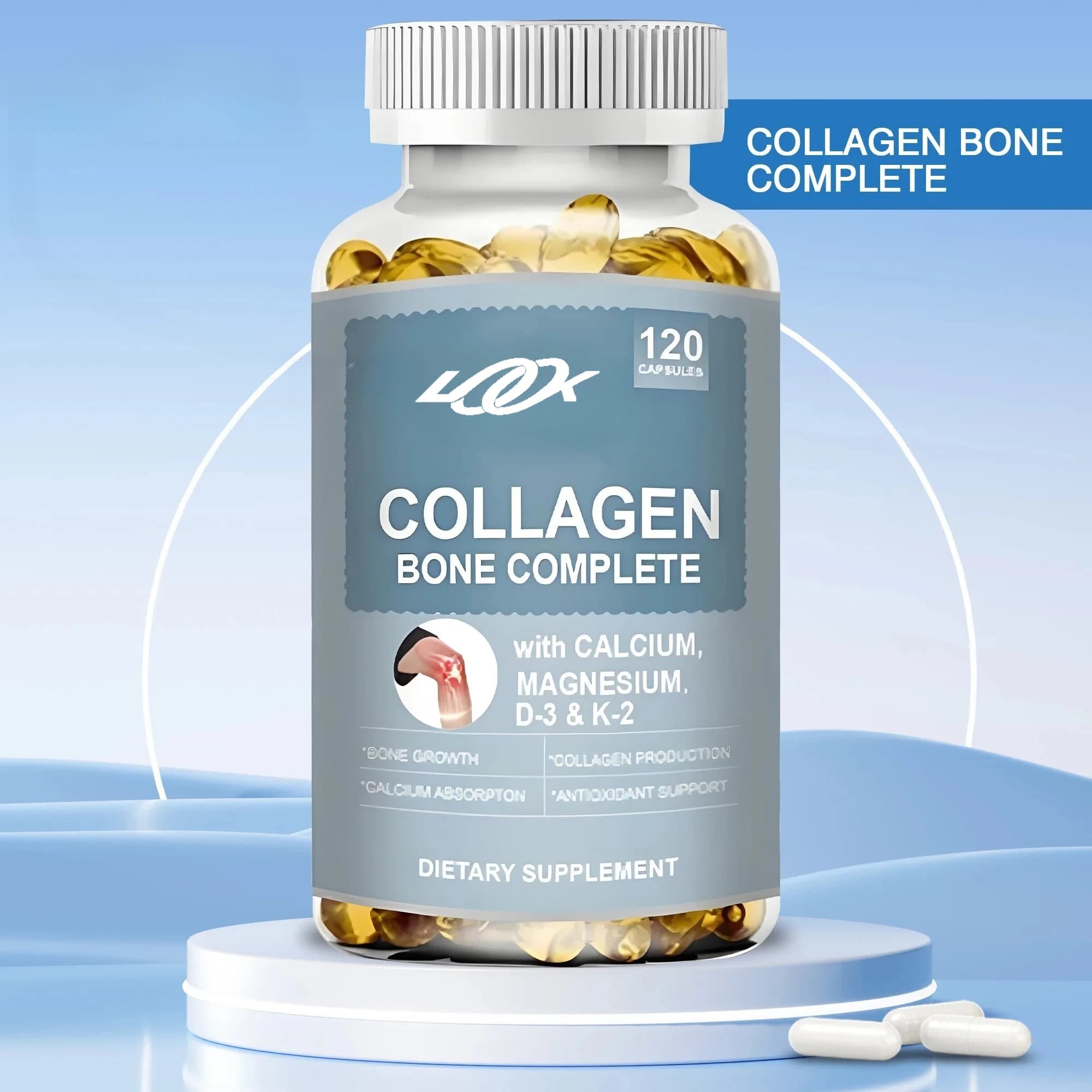 Capsule Complete di Collagene per le Ossa - Antiossidante, Supporta la Produzione di Collagene, Promuove l'Assorbimento del Calcio, Crescita Ossea
