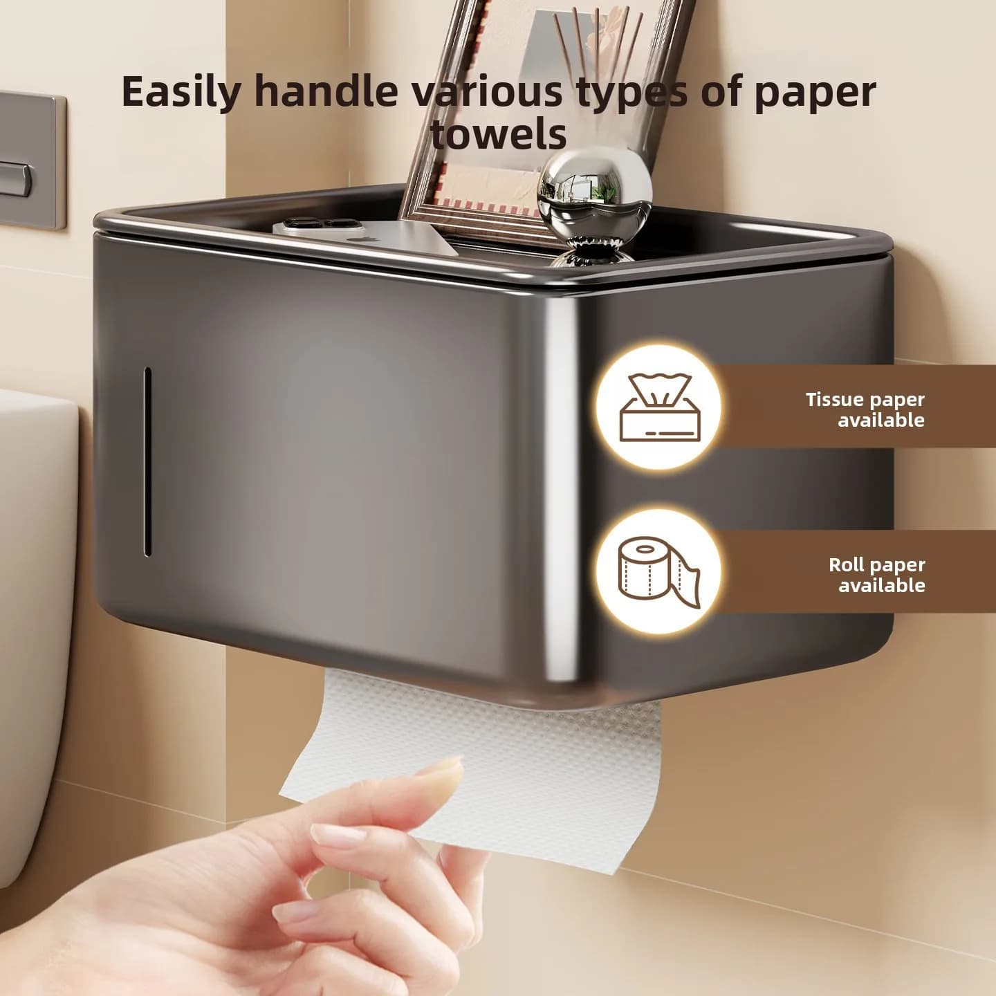 Toilet Tissue Box Wall Mounted Toilet Paper Storage Rack Toilet Paper Drawer Roll Paper Tube Toilet Tissue Holder