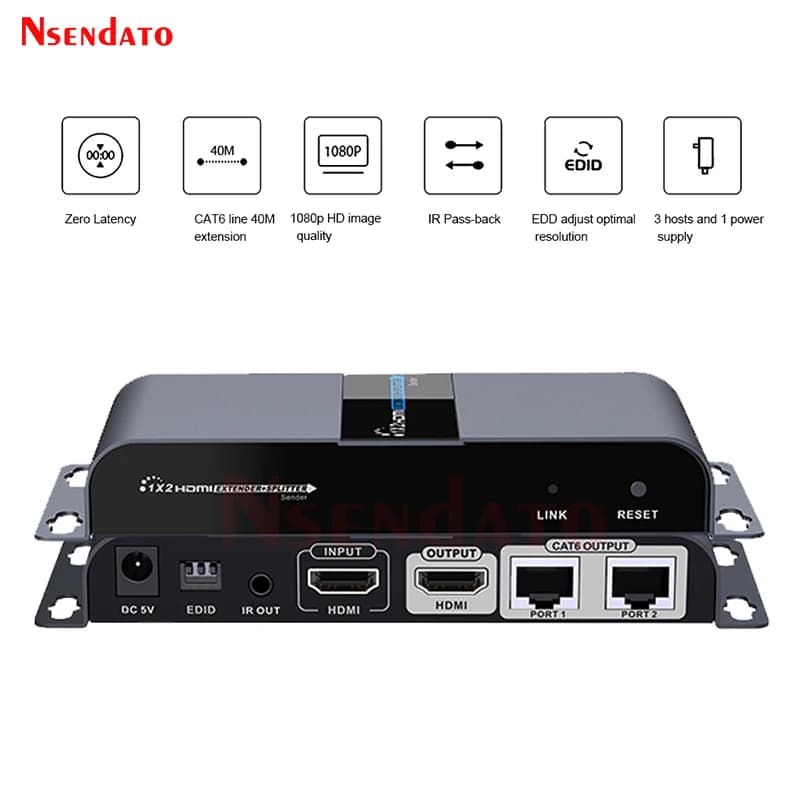 LKV712pro Extender HDMI POE 1X2 su Cat6/7 RJ45 40M 1080P Kit Trasmettitore Ricevitore Video Audio HDMI con EDID