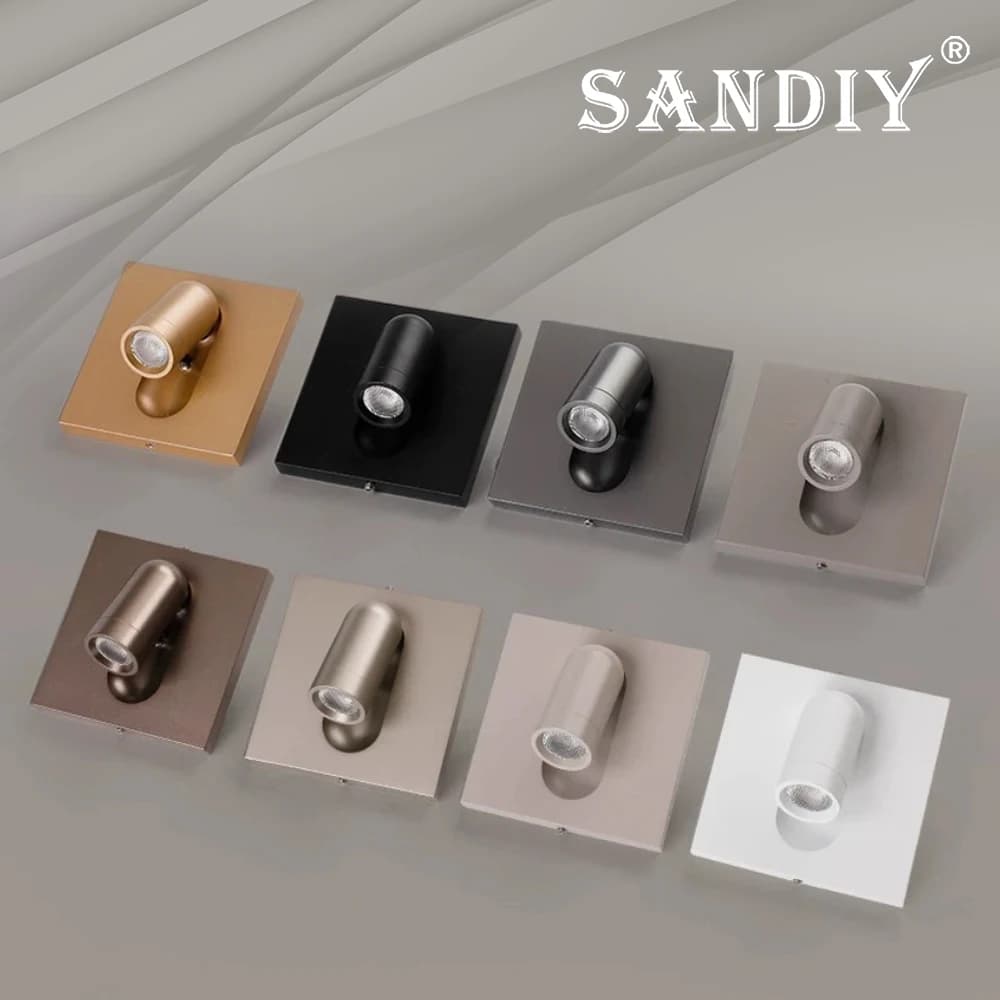 SANDIY Lampada da parete con interruttore Applique da lettura da incasso Illuminazione cromata per comodino Lampade rotanti per testiera Letto Nordico Decorazione per hotel Luci notturne Camera da letto Spot regolabile