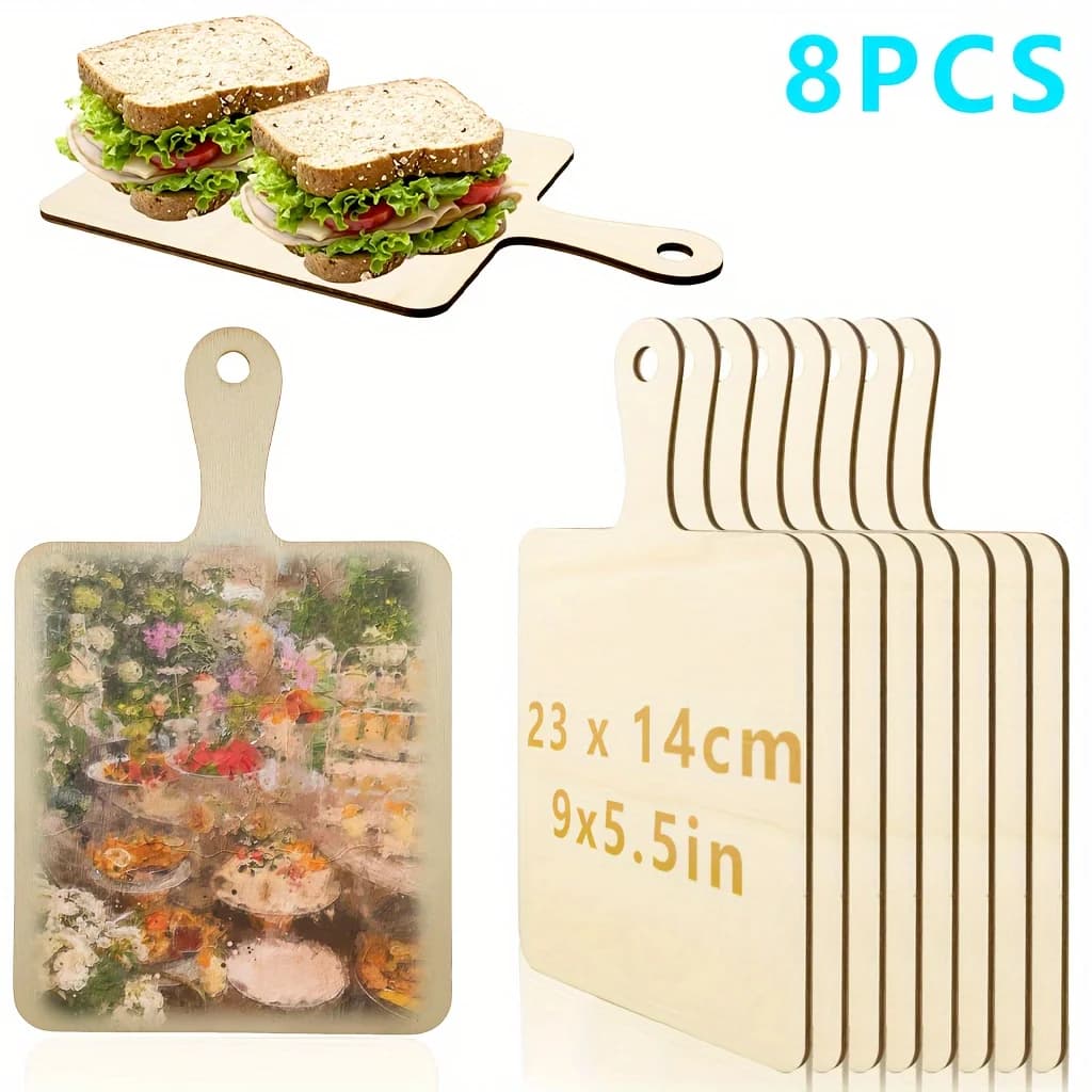8 pieces/4 pieces/2 pieces (9,1 x 5.5 inch) mini wooden cutter with small blade cutter small kitchen service table wooden cook