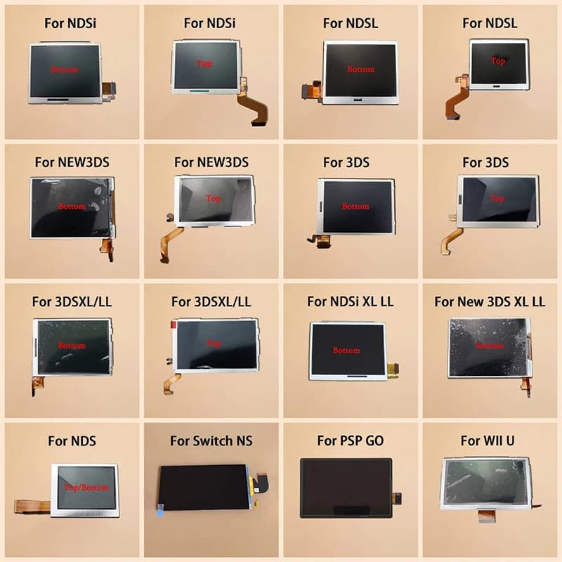 1Pc Top Inferiore Superiore Inferiore Display LCD Per NDS Lite NDSL NDSi 3DS New3DS LL XL WII U PSP GO Console di Gioco Parte di Ricambio