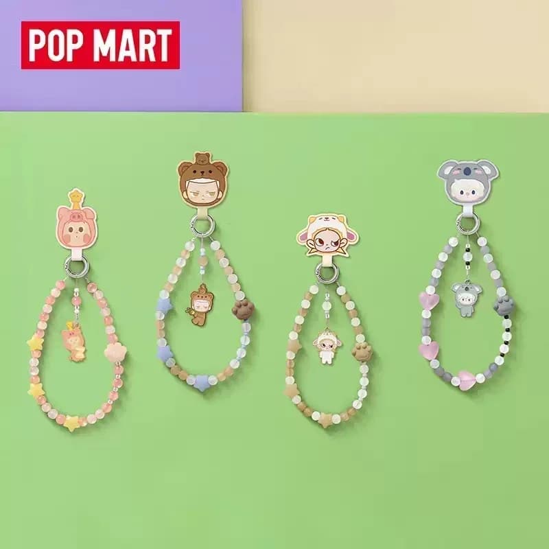 POP MART POP BEAN Pajama Party Series Mobile Phone Chain Blind Box Toys Kawaii Anime Figure Surprise Genuine Mystery Box Gift