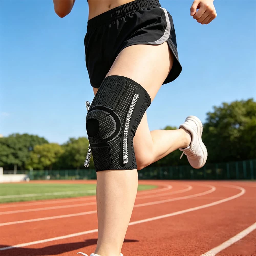 Supporto per Ginocchio Leggero con Stabilizzatori Laterali per Sport, Corsa, Dolore Articolare e Recupero da Infortuni