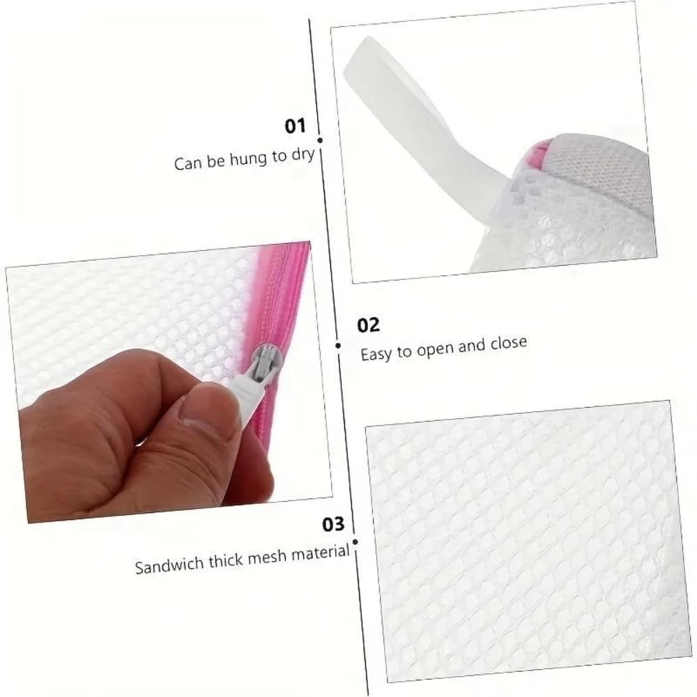 Semplice Mini Sacchetto per Bucato in Rete a Strato Singolo con Cerniera in Poliestere, Sacchetti Speciali con Cerniera per Perle Profumate, da Viaggio