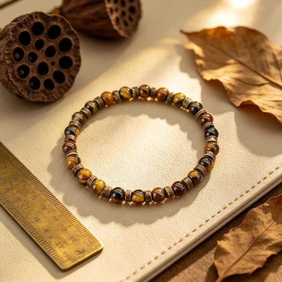 Vintage Wooden Stone Beads Bracelet Men Women Tiger Eyes Lava Onyx Beaded Strand Braslet Outdoor Casual Daily Couple Accessories