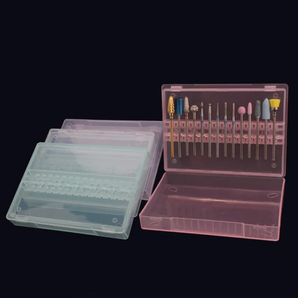 Scatola Porta Punte per Trapano per Unghie, Organizzatore Portatile a 14 Fori per Manicure, Lucidatura e Levigatura, Espositore per Punte