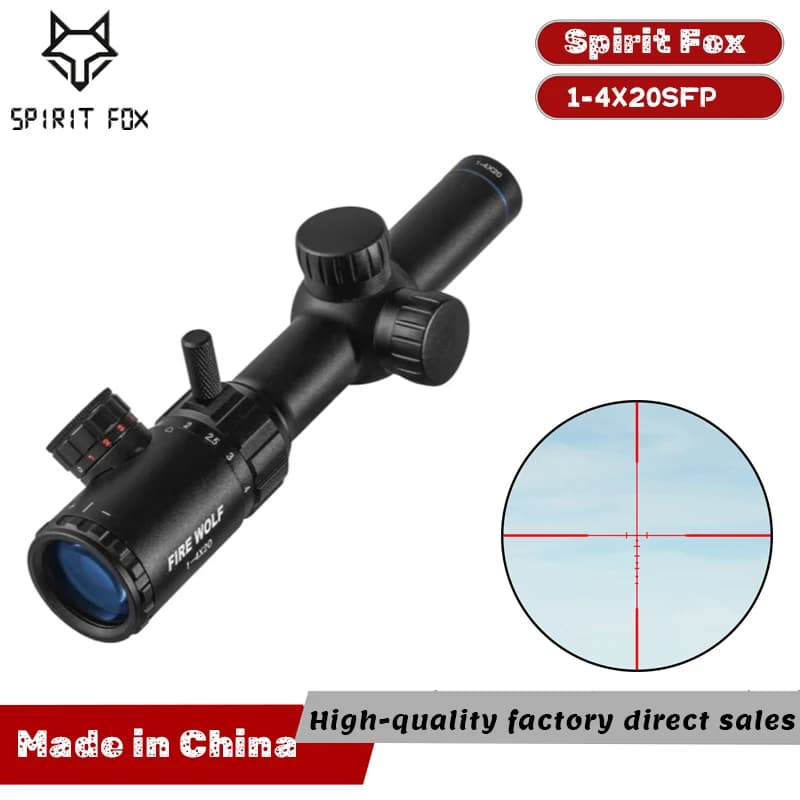 FireWolf 1-4X20 Telescopio HD ad Ampio Angolo per Uso Esterno, Resistente agli Urti, con Lente Ottica Incrociata per Uso Tattico