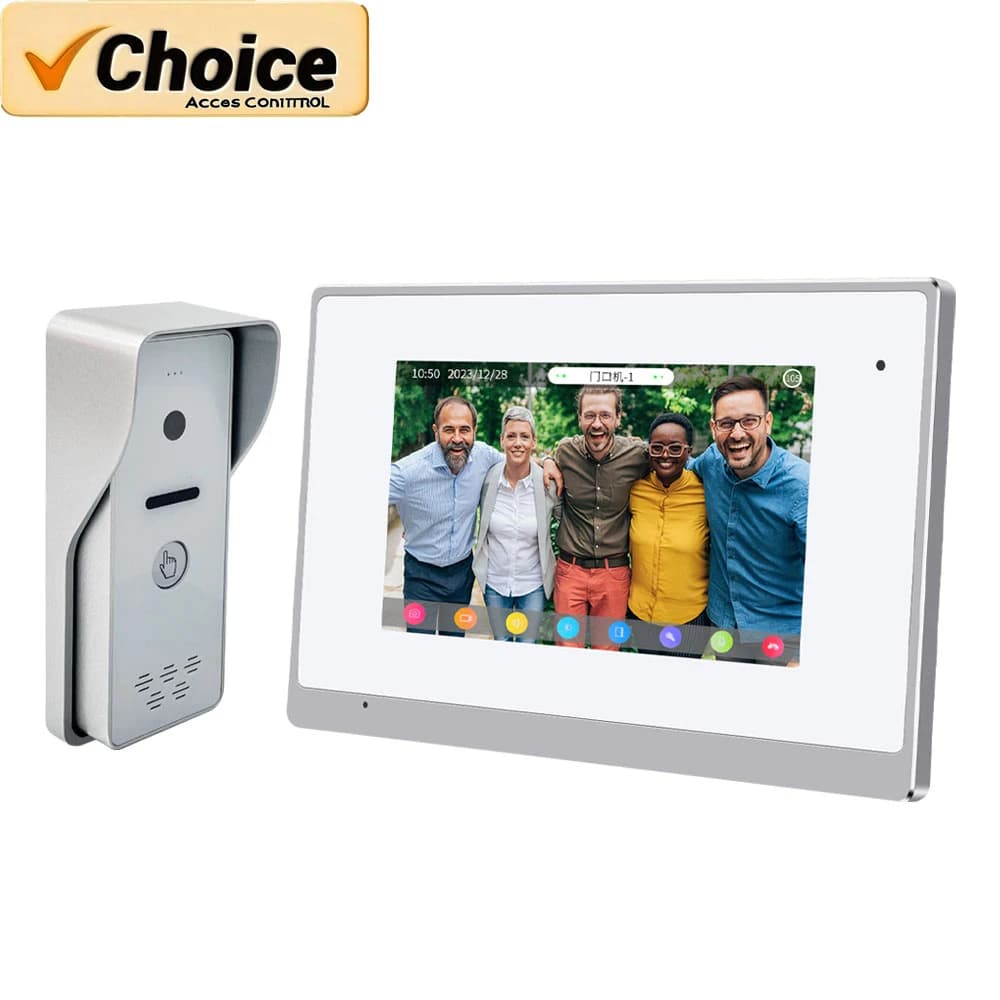 Sistema campanello video Tuya WiFi da 7 pollici 1080P - Citofono impermeabile IP65 PoE e sblocco app per casa/ville/app (accesso cloud)