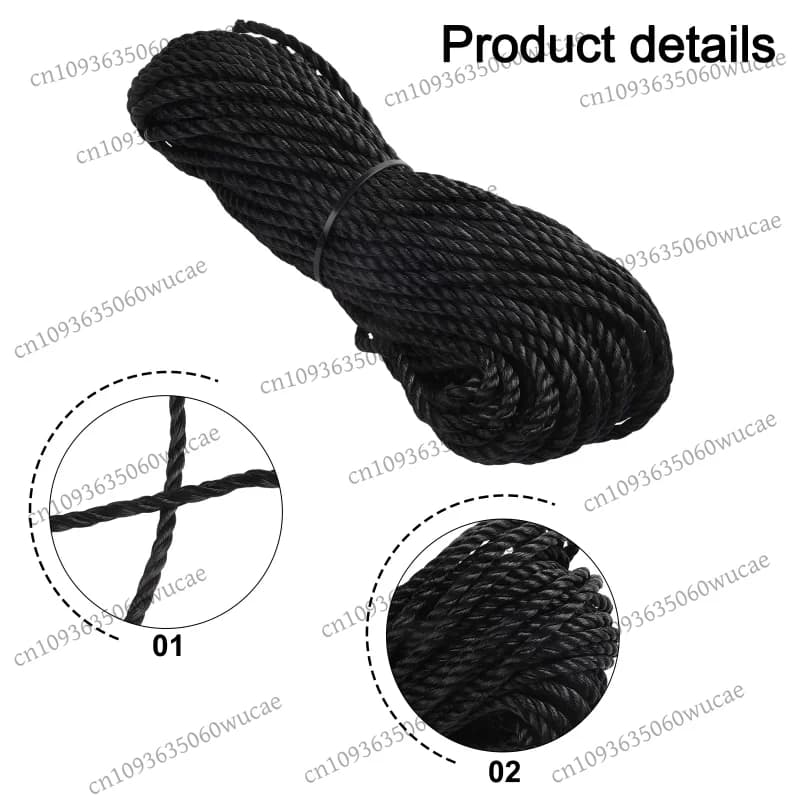 6mm*30m Black Nylon Rope Coil Polyethylene Rope Seaweed Rope Coils For Marine Trucks Clothesline Tarpaulin Outdoor