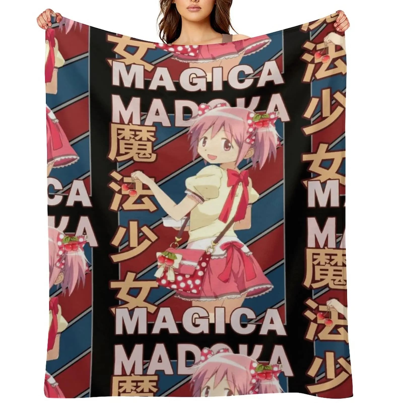 Madoka Kaname Madoka Magica Vintage Stripe Design Throw Blanket halloween Bed covers For Baby Fashion Sofas Blankets
