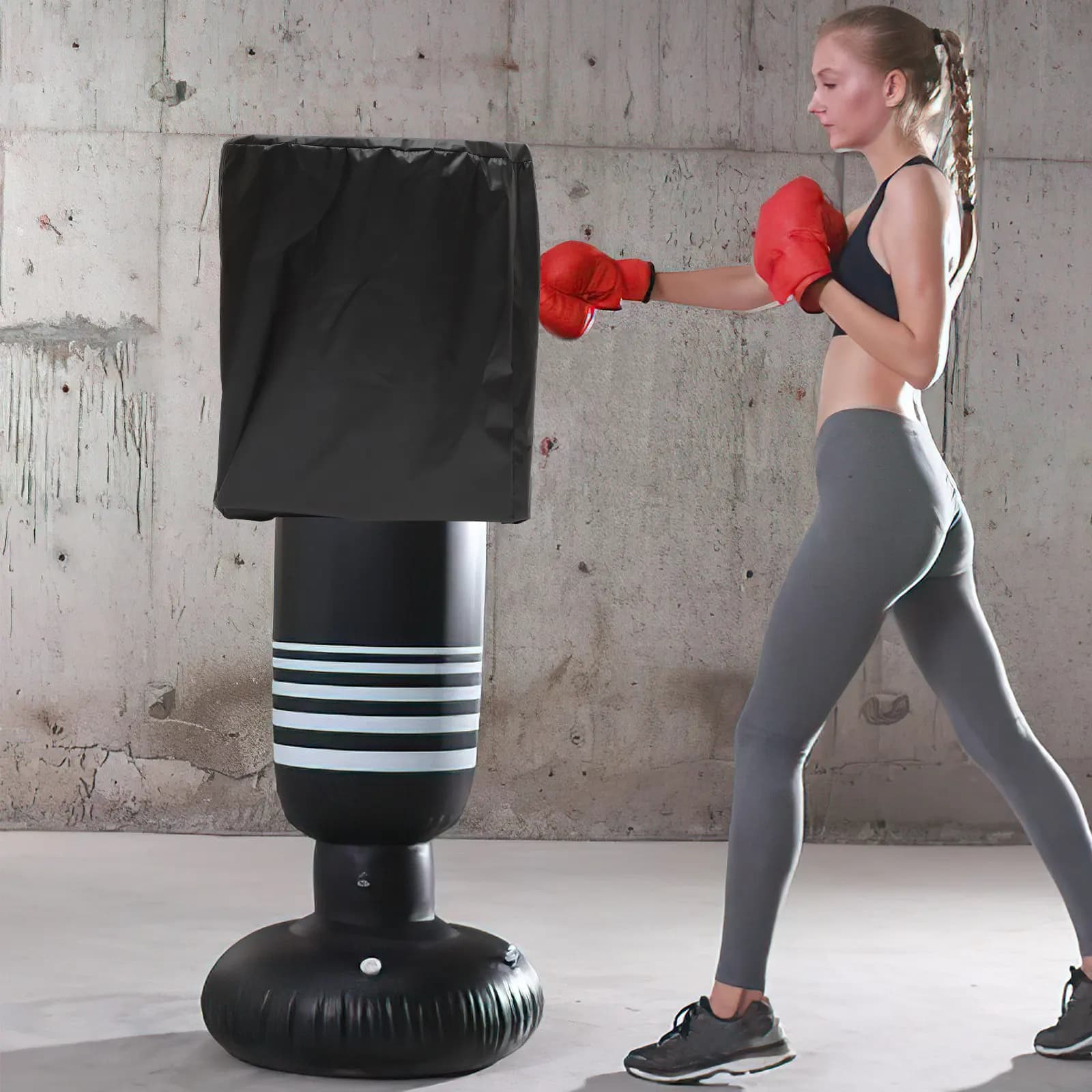 Copertura per Sacco da Boxe da Esterno, Resistente, in Oxford 210D con Rivestimento in PU, Antistrappo, Protezione per Sacco da Pugilato Verticale per Kickboxing