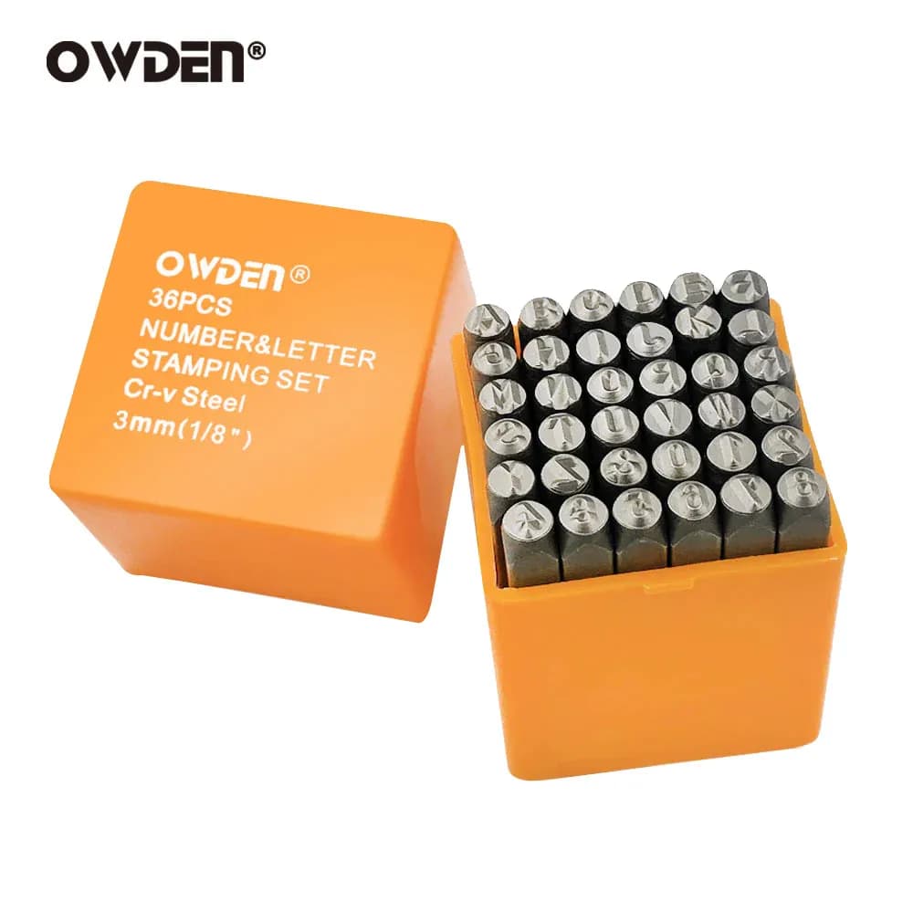 OWDEN 36 pezzi 3 mm set di timbri metallici in acciaio strumenti per punzonatura di numeri e lettere strumento per timbratura di gioielli a mano set di punzonatrici per lettere