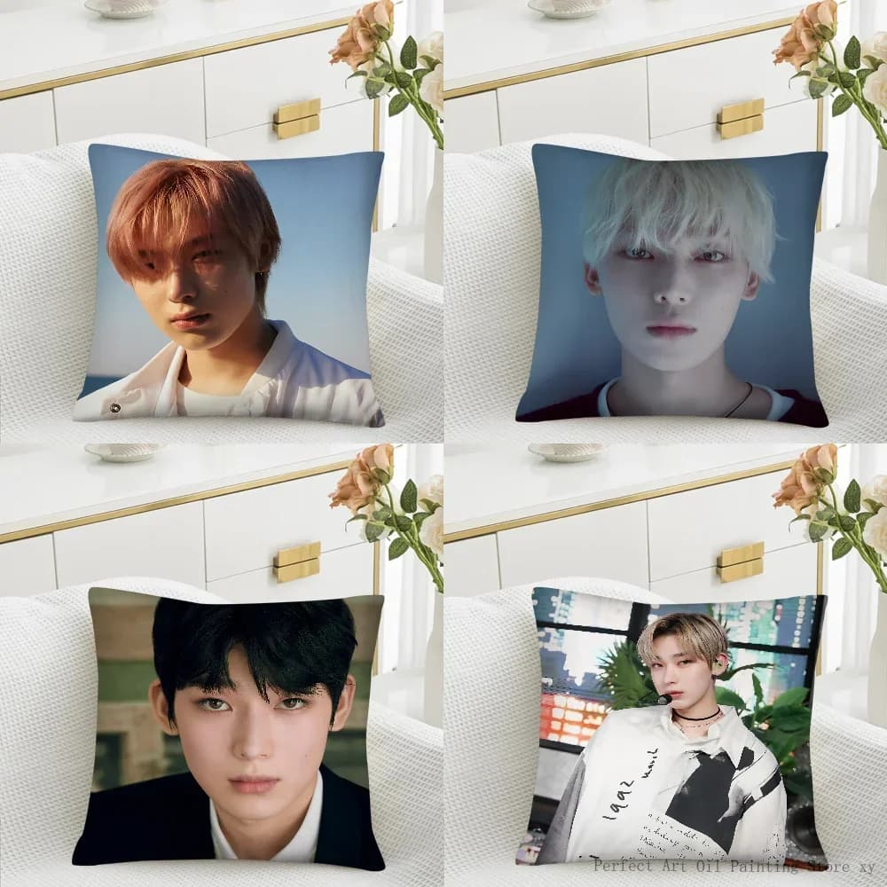1PC Gruppo Coreano SUNOO Federa Cuscino Quadrato Fodera Per Cuscini Camera Da Letto Divano Decorazione Della Stanza Casual Kpop E-ENHYPEN Copertura del Cuscino