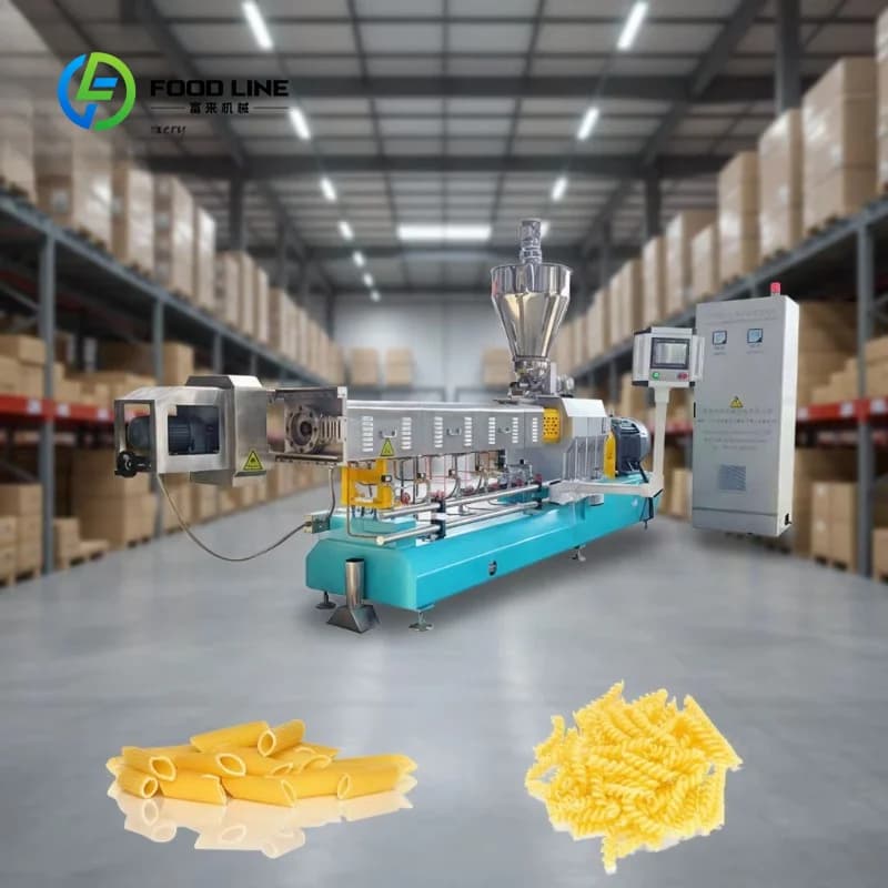 Custom Industrial Pasta Extruder Production Line, Flour Processing Machine for Macaroni and Penne Manufacturing