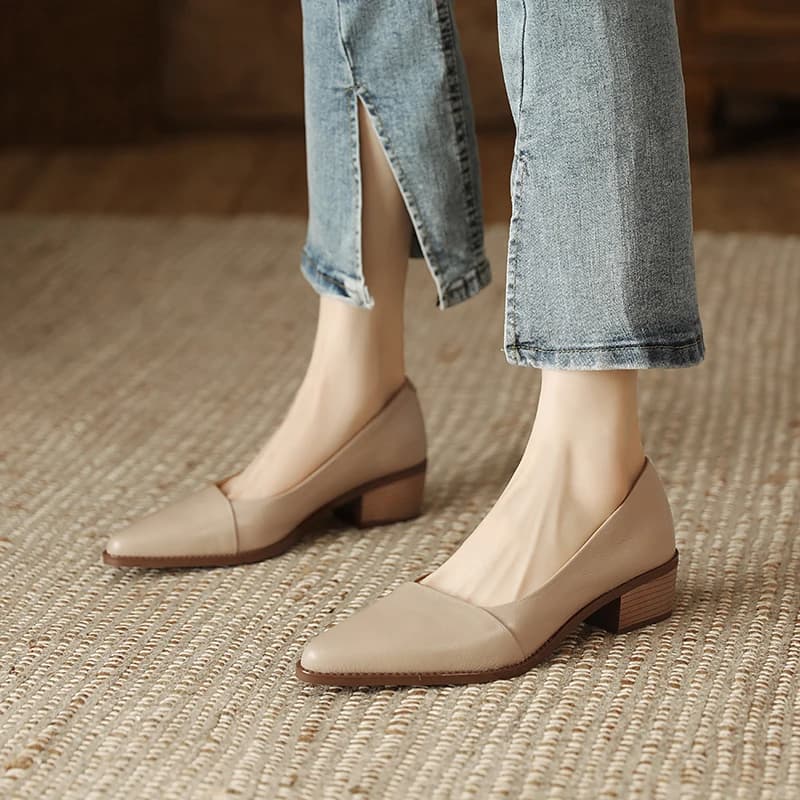2026 new summer women sandals natural leather 22-25cm sheepskin+pigskin pointed toe high heel women shoes fashion loafers