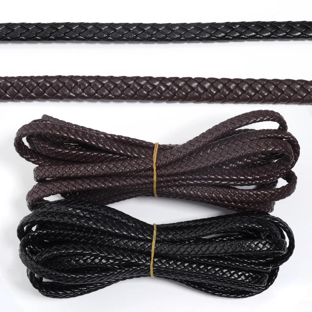 5 metri 9mm/10mm intrecciato in pelle PU corda piatta corda per risultati di ornamenti creazione di materiali artigianali fai da te accessori per cucire