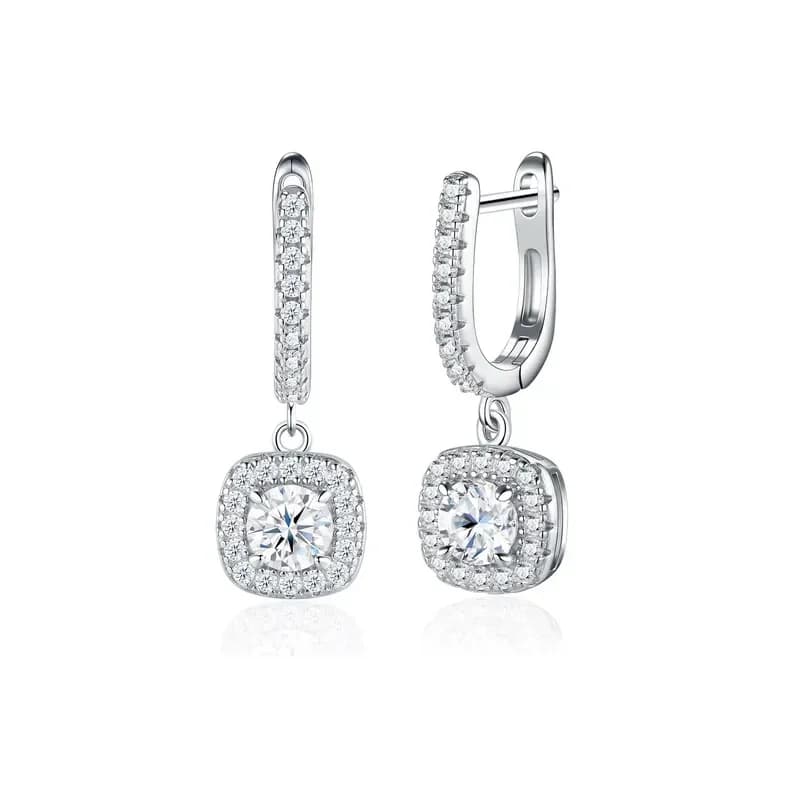 925 sterling silver inlaid moissanite pendant earrings, simple square ear buckle jewelry, men's and zircon stud earrings