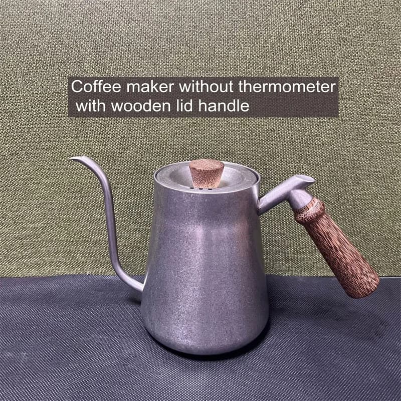 Long Narrow Gooseneck Kettle 650ml/850ml Pour Over Kettle Exact Thermometer Wood Handle Coffee kettle Pot for Drip Coffee Tea