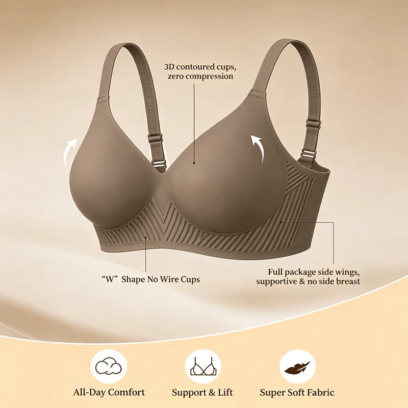 Full Coverage Push Up Jelly Support Underwear Wireless Bra High Side Wing Adjustable Body Shaping Comfort Seamless Lingerie