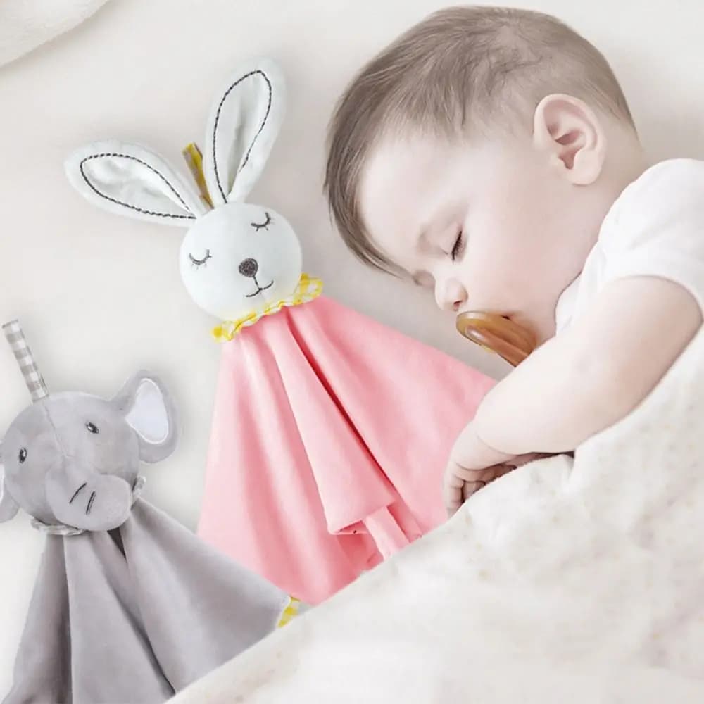 Trapunta Asciugamano lenitivo di sicurezza per bambini Massaggiagengive in silicone Animale di peluche Asciugamano per saliva neonato Morbido coccole Asciugamano lenitivo Neonati