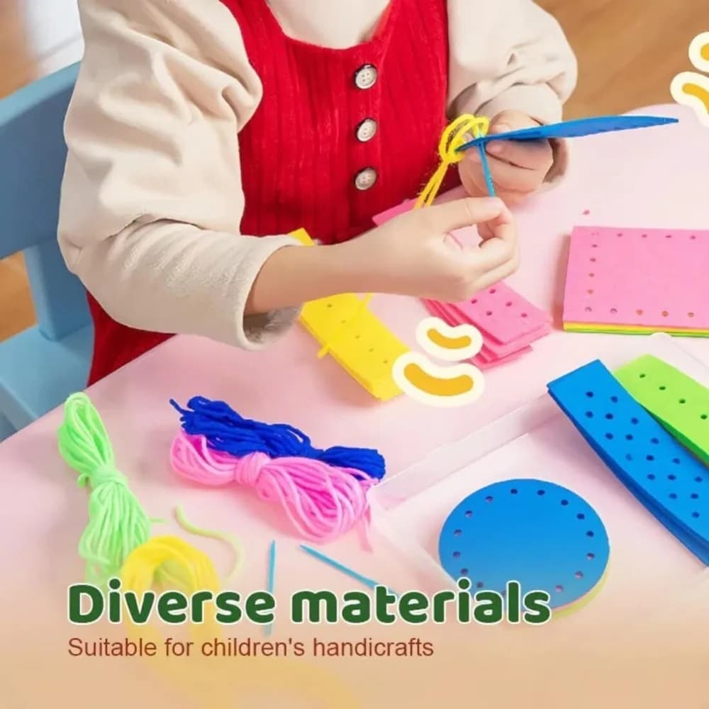 Sewing Needle and Thread Painting DIY Embroidery Doll Set Educational Crafts with Sticker Cartoon Animal Felt Sewing Kit
