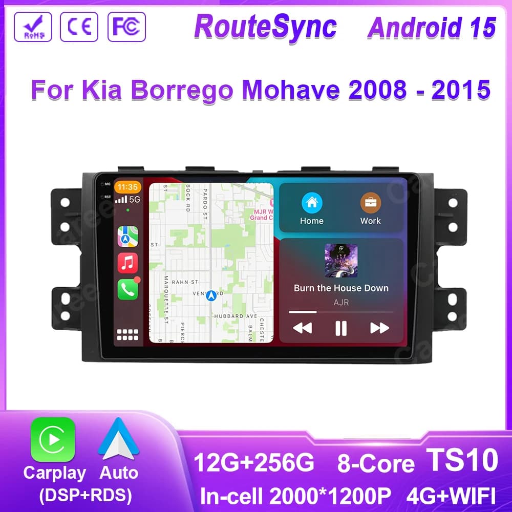 Autoradio Android Carplay per Kia Borrego Mohave 2008 2009 - 2015 Navigazione GPS Lettore Multimediale stereo WiF+4G Telecamera 360 BT