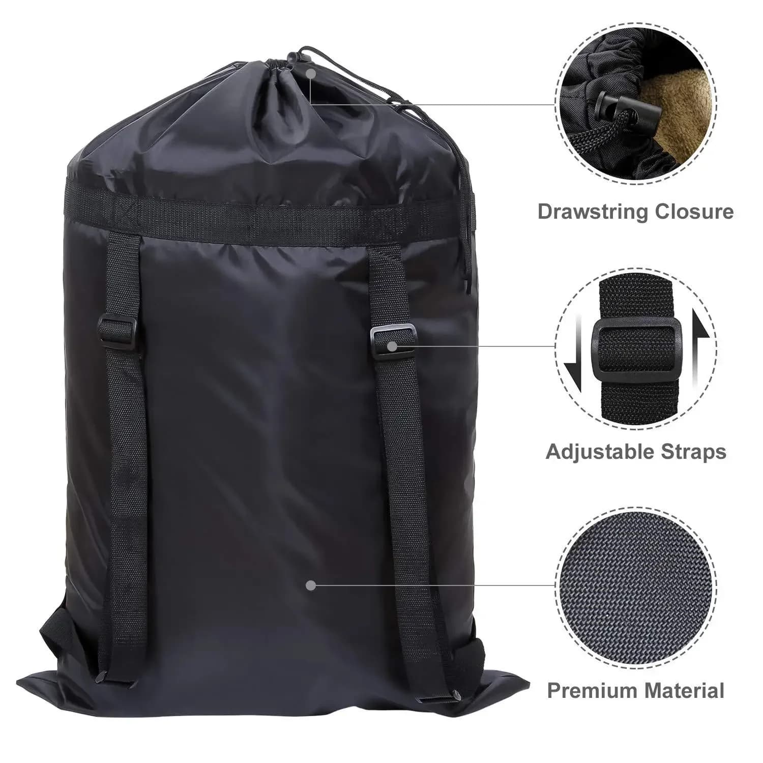 Black Oversize Polyester Waterproof Heavy-Duty Backpack Bag For Camping Linen Travel Clothing Bag Women Bags