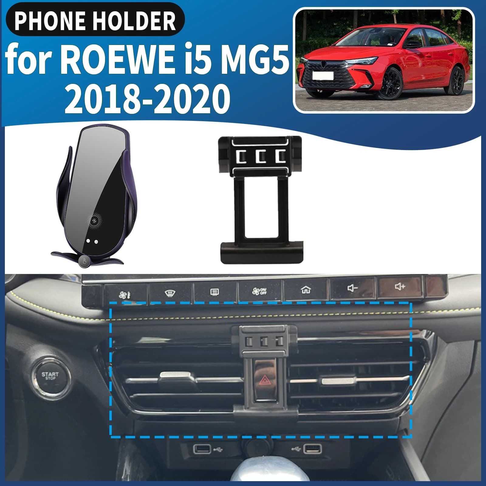 Supporto per telefono da auto compatibile con ROEWE i5 Ei5 MG5 2021 2022, specifico per il veicolo, navigazione GPS, facile installazione, accessori.