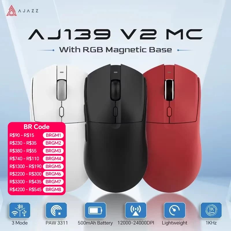 AJAZZ AJ199 Mouse Wireless da 2.4GHz Mouse ottico con ricevitore USB Gamer 26000DPI 6 pulsanti Mouse per Computer PC Laptop Desk