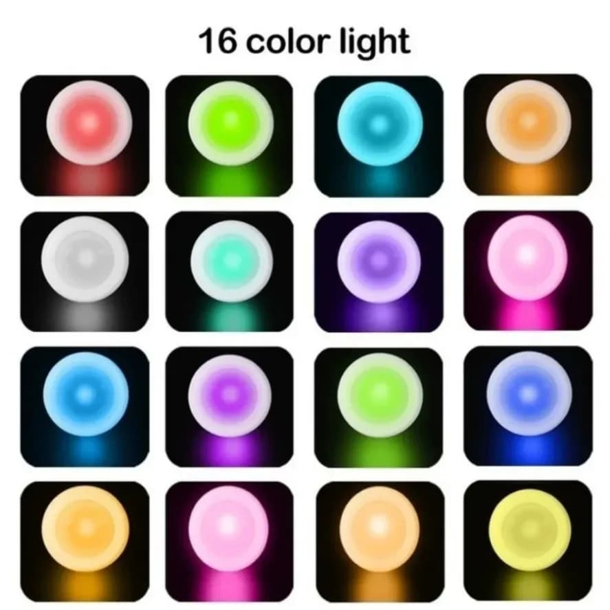 Luci notturne rotonde a LED 16 colori sotto la luce dell'armadio Lampade portatili dimmerabili per armadio da cucina con telecomando e touch control