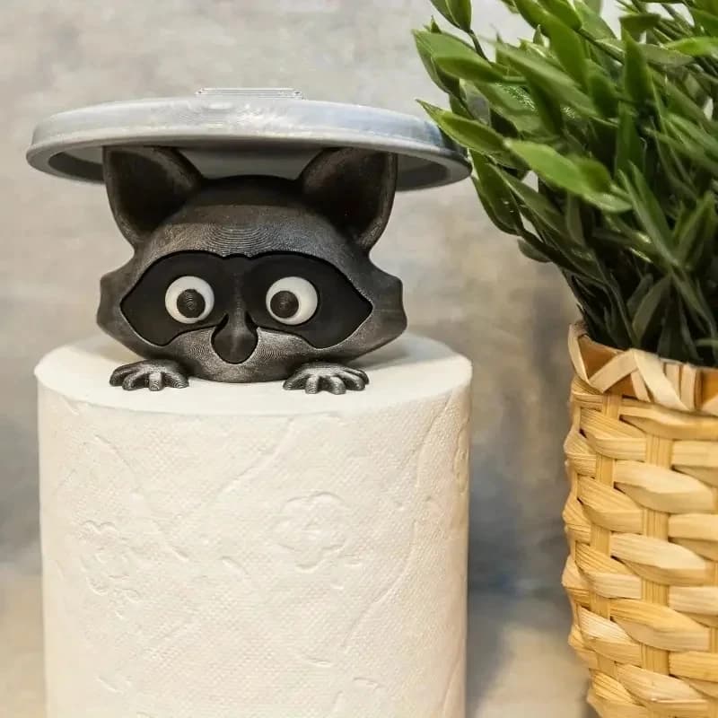 Simpatico porta carta igienica con procione, decorazione giocosa per il bagno con coperchio del bidone della spazzatura, idea regalo unica, divertente accessorio per la casa