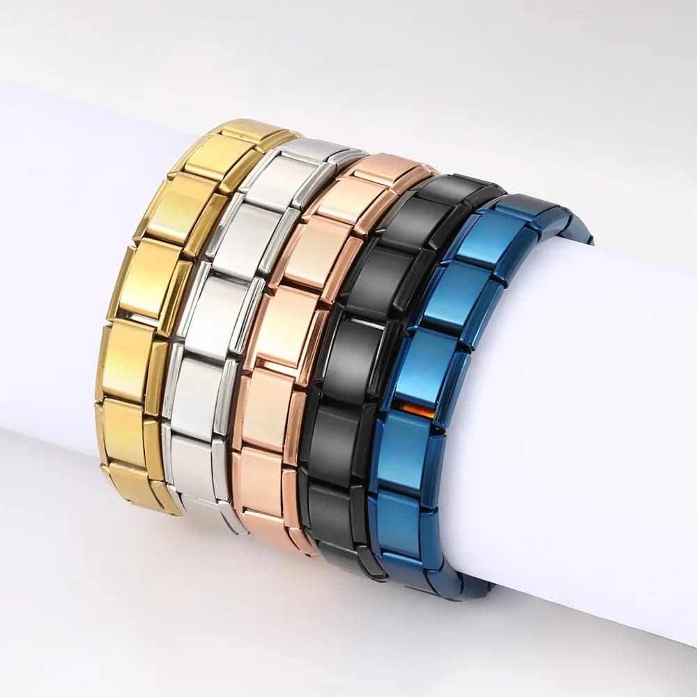 Fashionable Stainless Steel Bracelets Italy for Men HipHop Metal Modules Italian Extensible Gift Jewelry for Birthday Partys