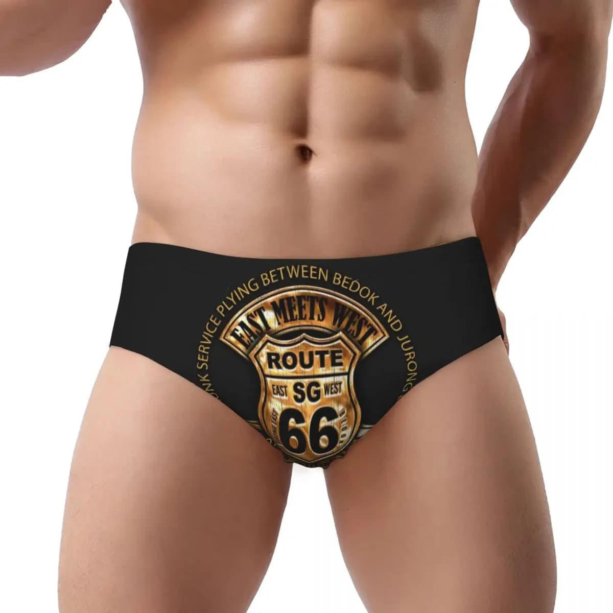 Custom Ride The Route 66 Biker Motorcycle Cruise America's Highway Slip da uomo Slip intimo traspirante da uomo