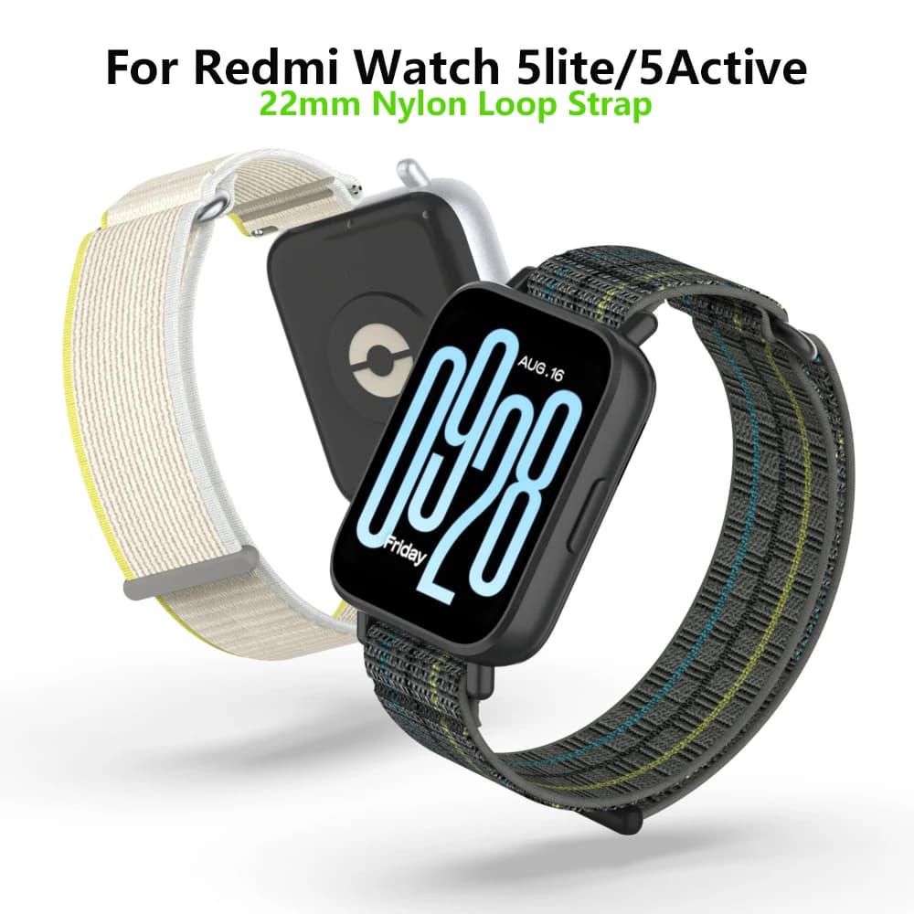 Cinturino da 22 mm adatto per Redmi Watch 5lite/5 cinturino ad anello in nylon attivo, cinturino sportivo, cinturino estivo traspirante e confortevole